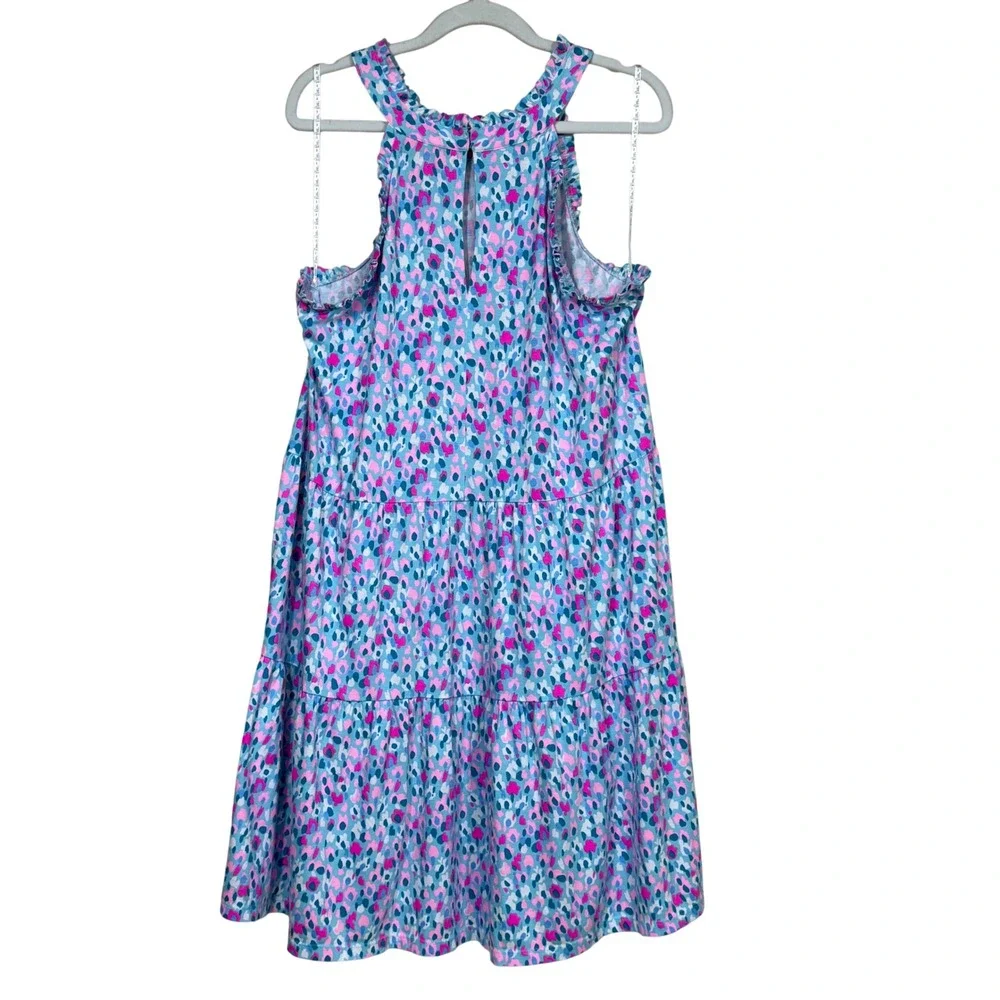 Lilly Pulitzer Tiered Ruffle Halter Dress Large Cotton Multicolor Animal Print - Picture 3 of 11